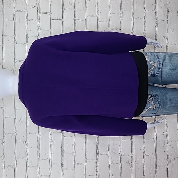 Talbots Double-Face Wing Collar Crop Open Front Wool Jacket in Purple - Picture 4 of 17